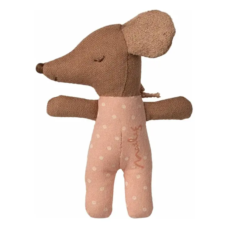 Maileg Sleepy Wakey Baby Mouse In Matchbox - Rose