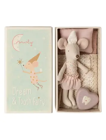 Maileg Tooth Fairy Mouse, Little Sister In Matchbox