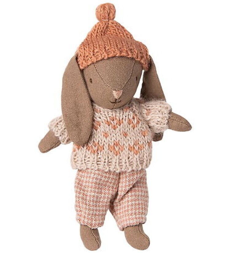 Maileg Winter Bunny, Micro - Brown - Rose
