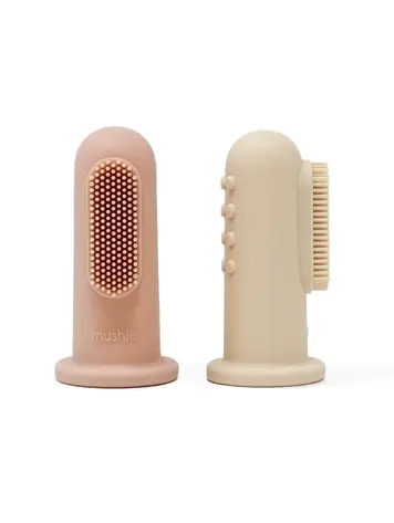 Mushie Vinger-tandenborstel - Blush/Shifting Sand