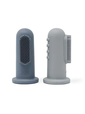 Mushie Finger Toothbrush - Stone/Tradewinds