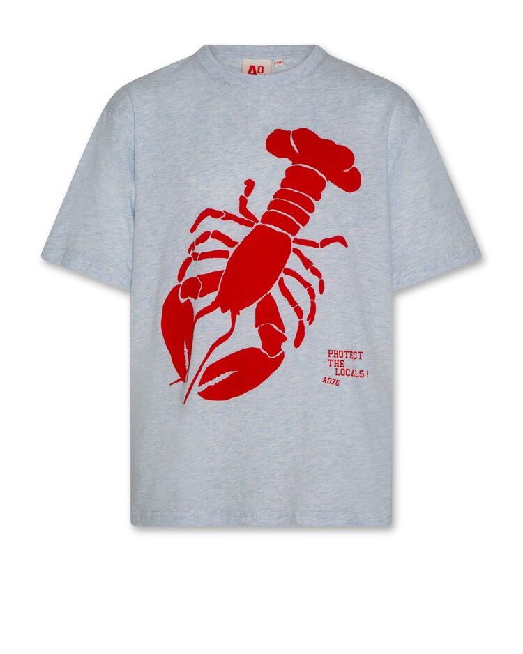 American Outfitters Silas T-shirt Lobster - Heather Light Blue