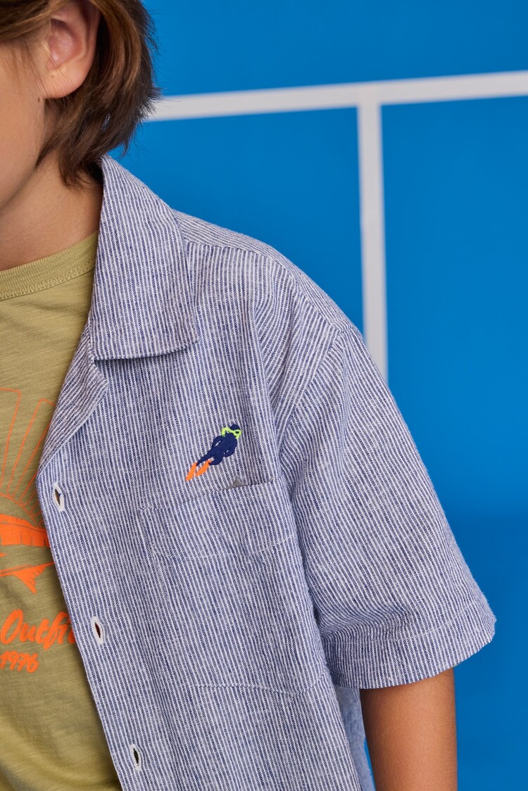 American Outfitters Hawaiian Shirt Scuba - Cobalt Blue