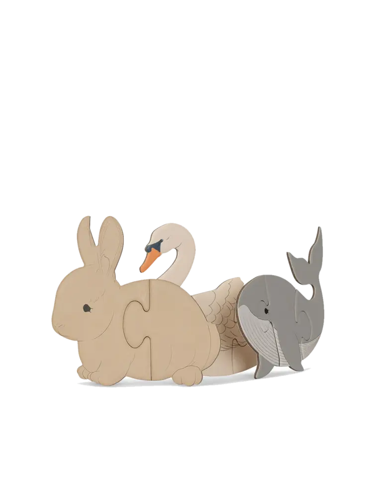 Konges Sløjd 3 Animals Puzzle - Beige