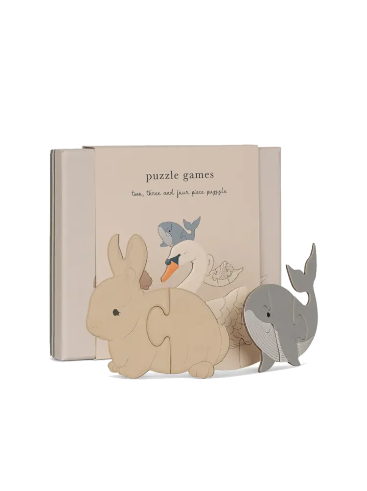 Konges Sløjd 3 Diertjes Puzzel - Beige