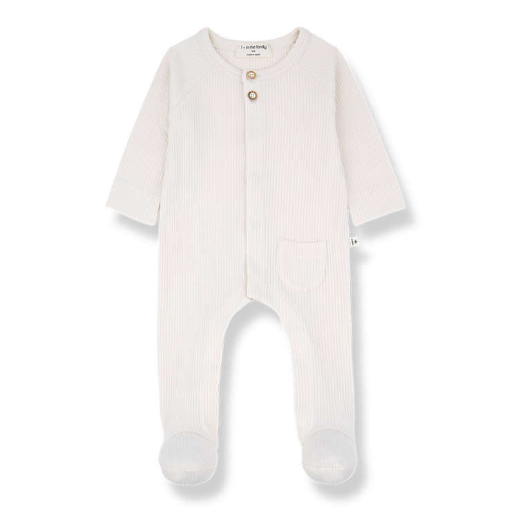 1+ in the family Pau Jumpsuit w. Feet - Ecru