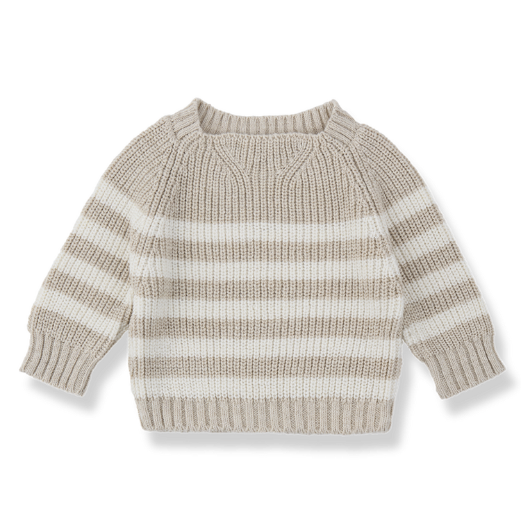 1+ in the family Xaloc Striped Sweater - Beige