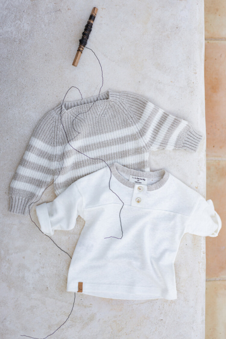 1+ in the family Xaloc Striped Sweater - Beige