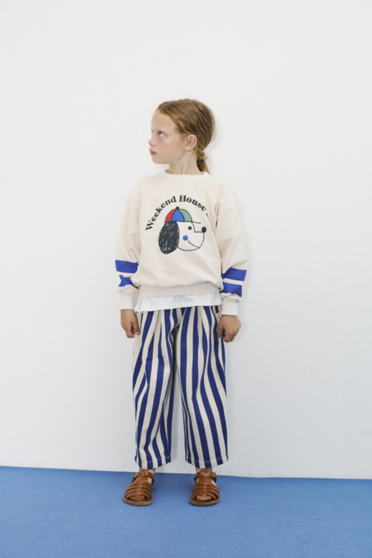 Weekend House Kids Blue Striped Pants - Ecru