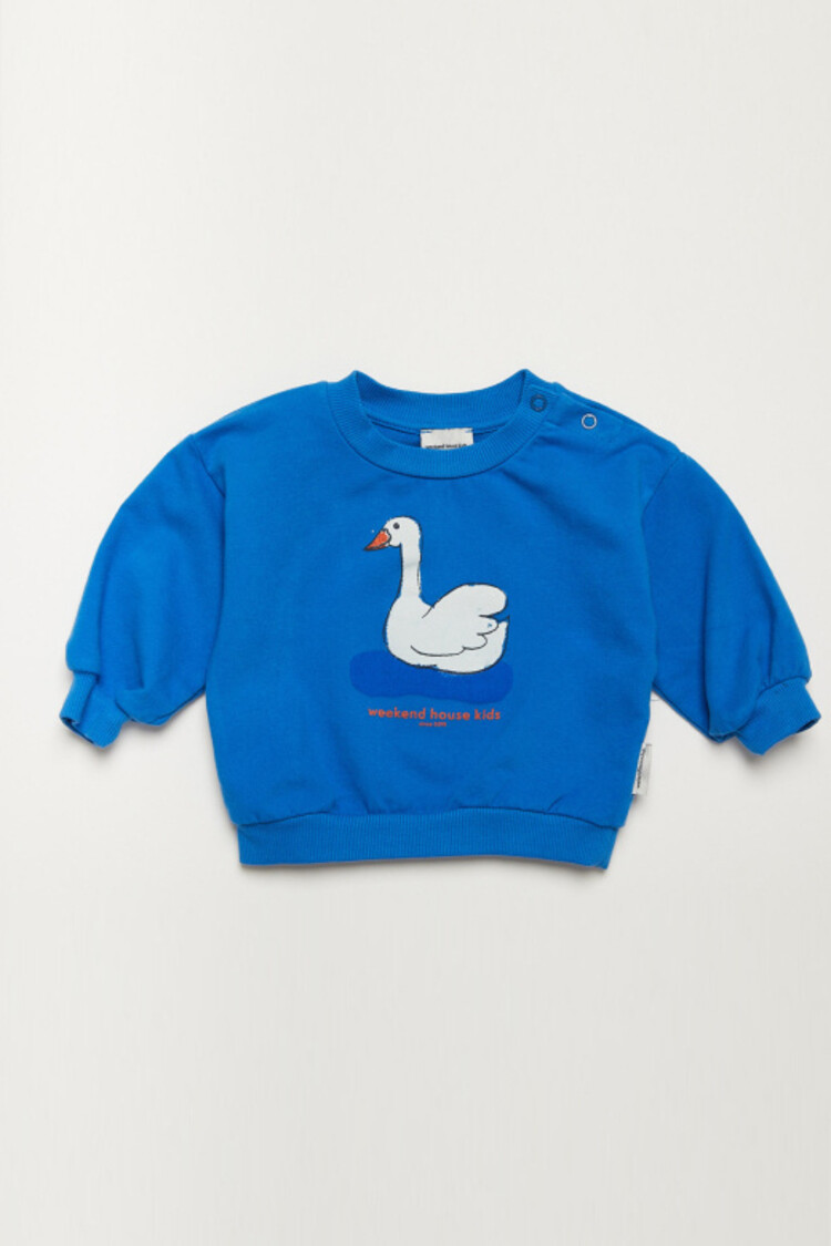 Weekend House Kids Swan Baby Sweatshirt - Azulin