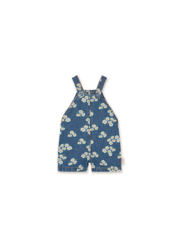 Tiny Cottons Blossoms Denim Short Dungaree - Blue