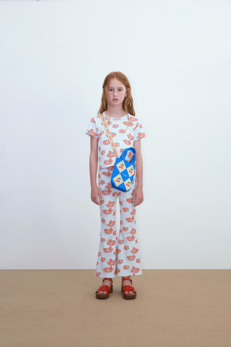 Tiny Cottons Blossoms Rib Tee - Blue/Red