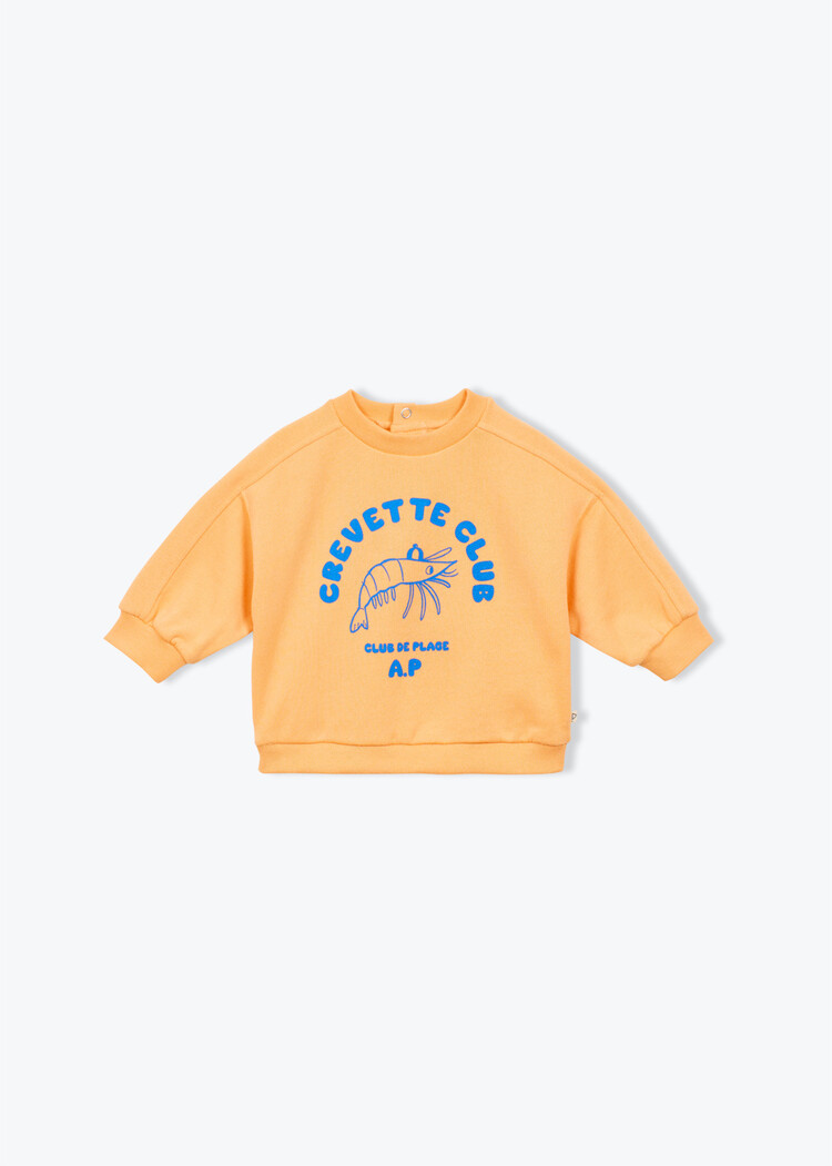 Arsène & Les Pipelettes Sweat Bebe Crevette Club - Apricot