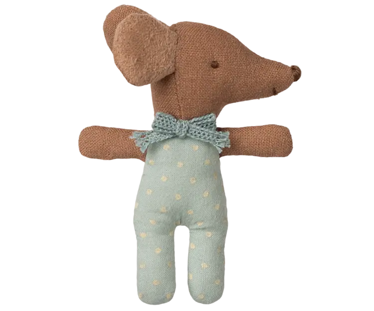 Maileg Sleepy Wakey Baby Mouse In Matchbox - Blue