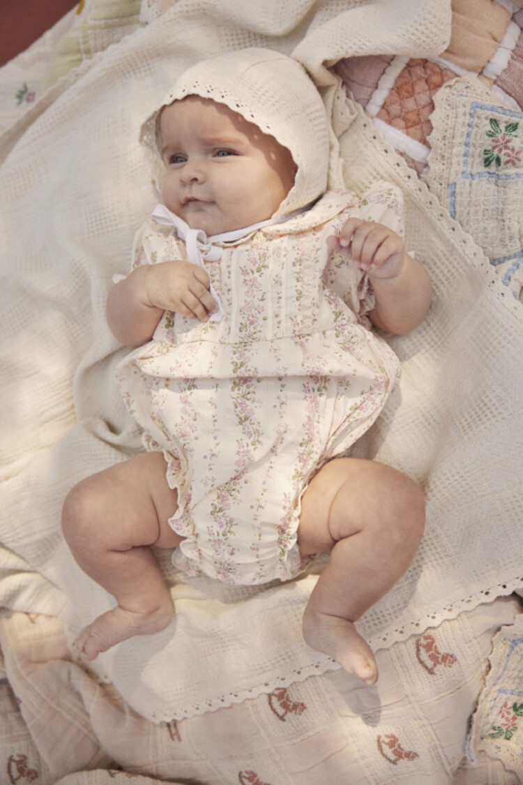 Bebe Organic Irene Romper - Floral Stripes