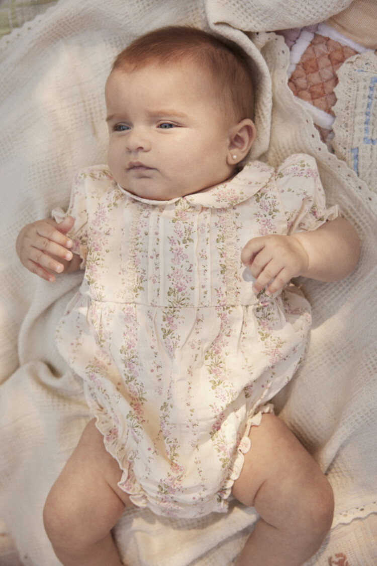 Bebe Organic Irene Romper - Floral Stripes