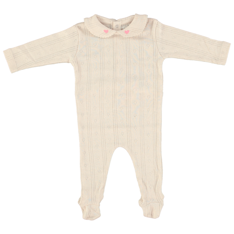 Bebe Organic Bebe Hearts Collar Overall - Natural