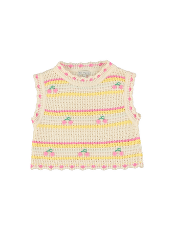 Bebe Organic Paloma Vest - Cherry Stripe