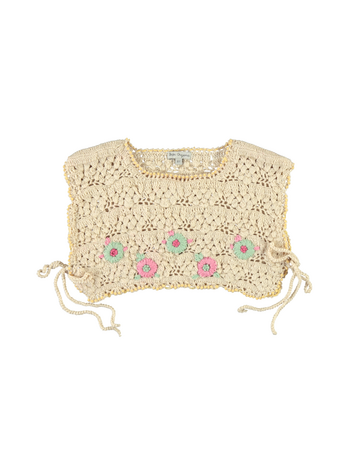 Bebe Organic Anais Crochet Vest - Natural Crochet