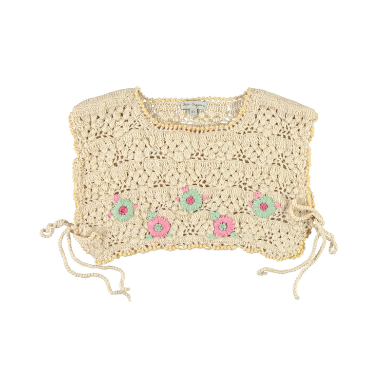 Bebe Organic Anais Crochet Vest - Natural Crochet