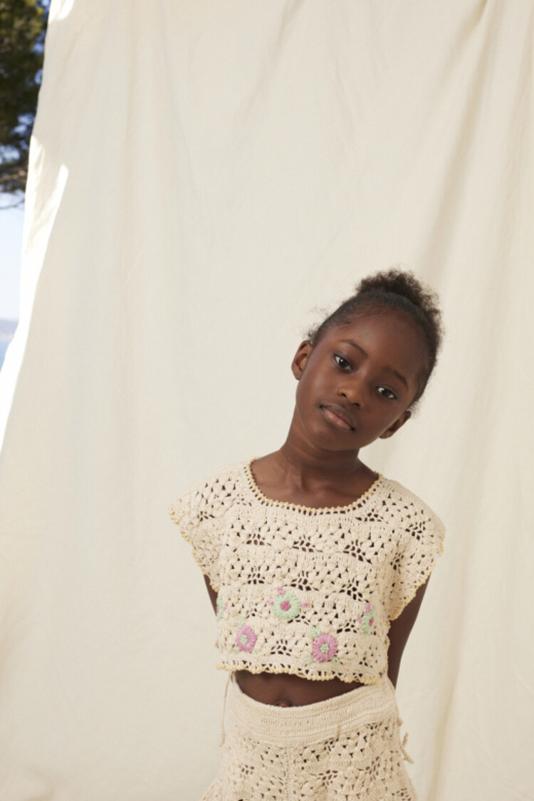 Bebe Organic Anais Crochet Vest - Natural Crochet