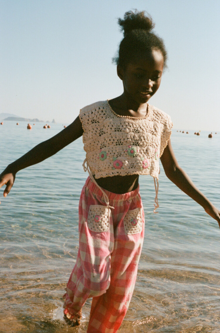 Bebe Organic Anais Crochet Vest - Natural Crochet