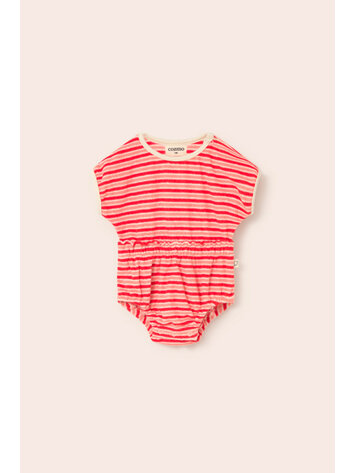 COZMO Gianna Striped Romper - Pink Tomato