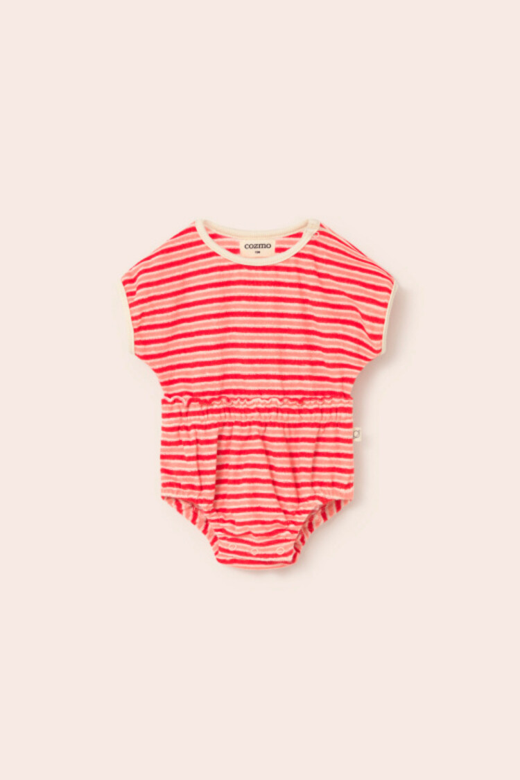 COZMO Gianna Striped Romper - Pink Tomato