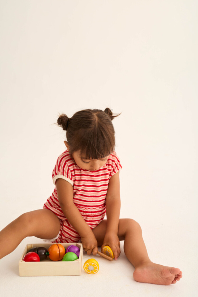 COZMO Gianna Striped Romper - Pink Tomato