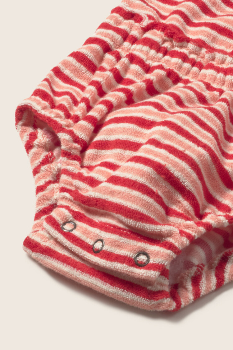 COZMO Gianna Striped Romper - Pink Tomato