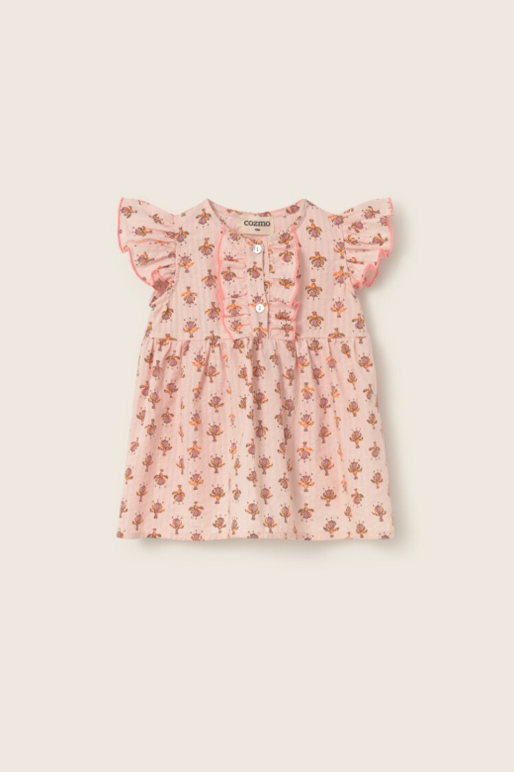 COZMO Lia Dress - Pink-Indian Flower Print