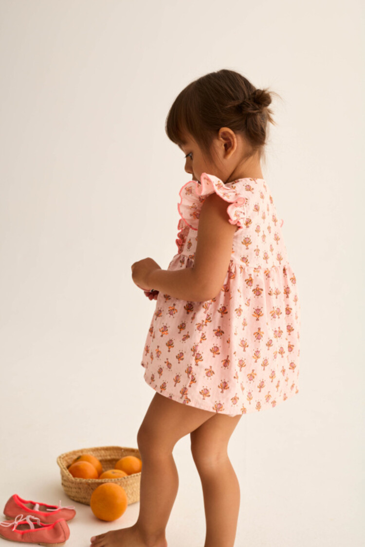 COZMO Lia Dress - Pink-Indian Flower Print