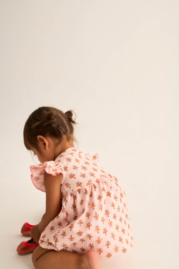 COZMO Lia Dress - Pink-Indian Flower Print