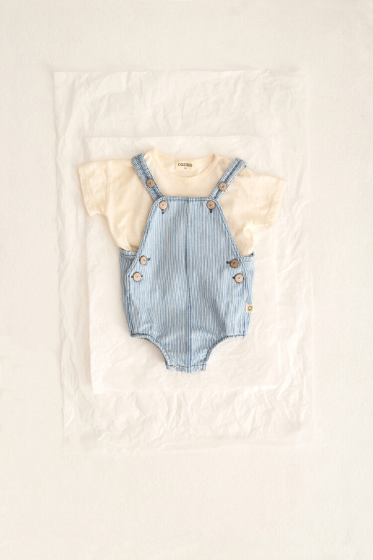 COZMO Flint Romper - Blue Striped Denim