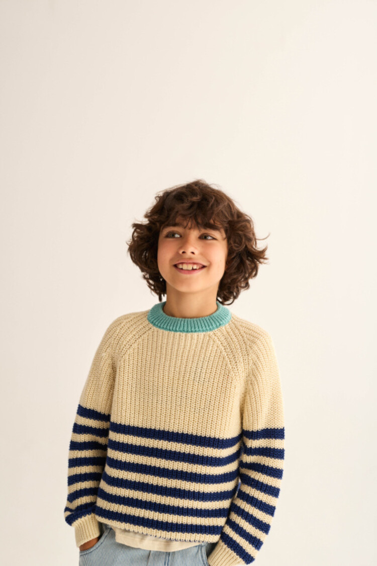 COZMO Reed Sweater - Ivory/Navy