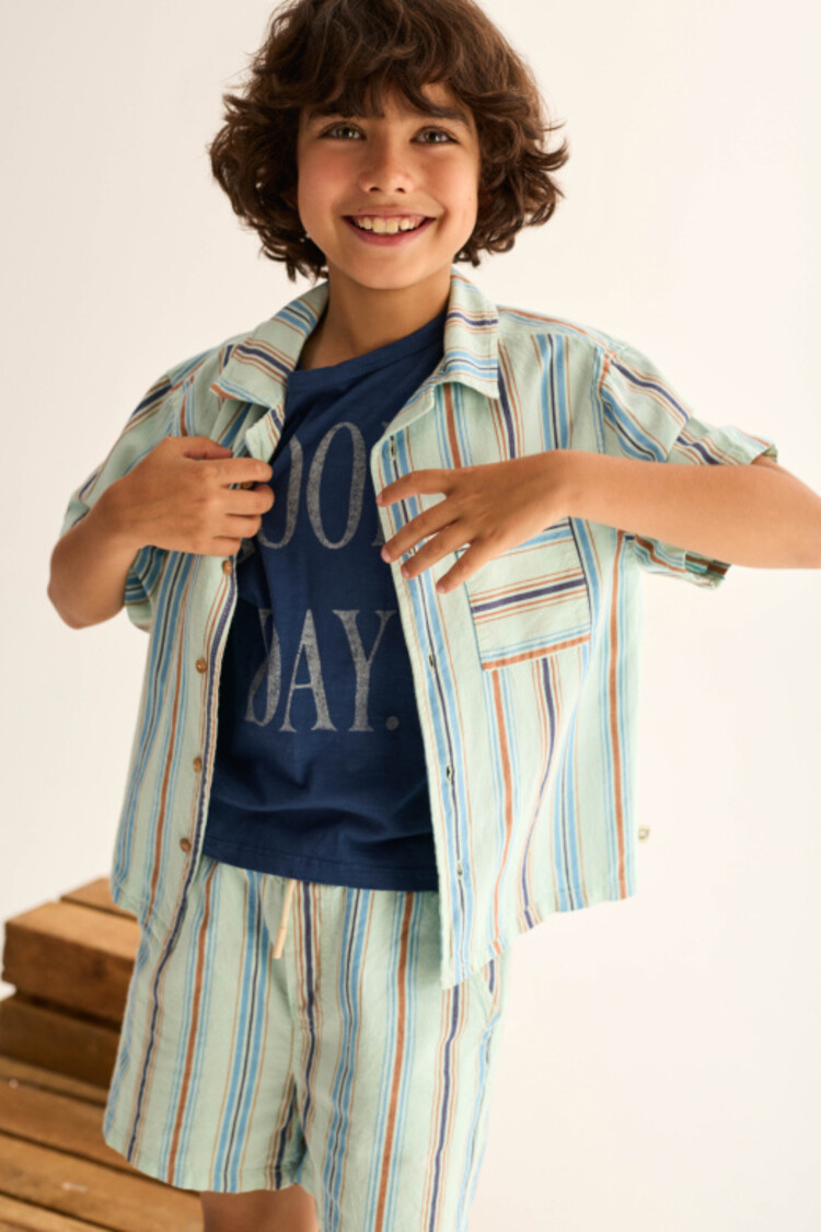 COZMO Iro Striped Shirt - Aqua