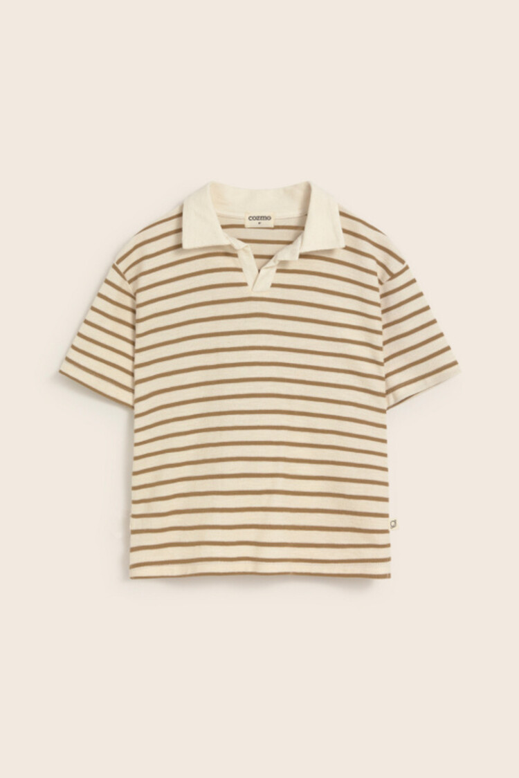 COZMO Drake Striped Polo T-shirt - Sand