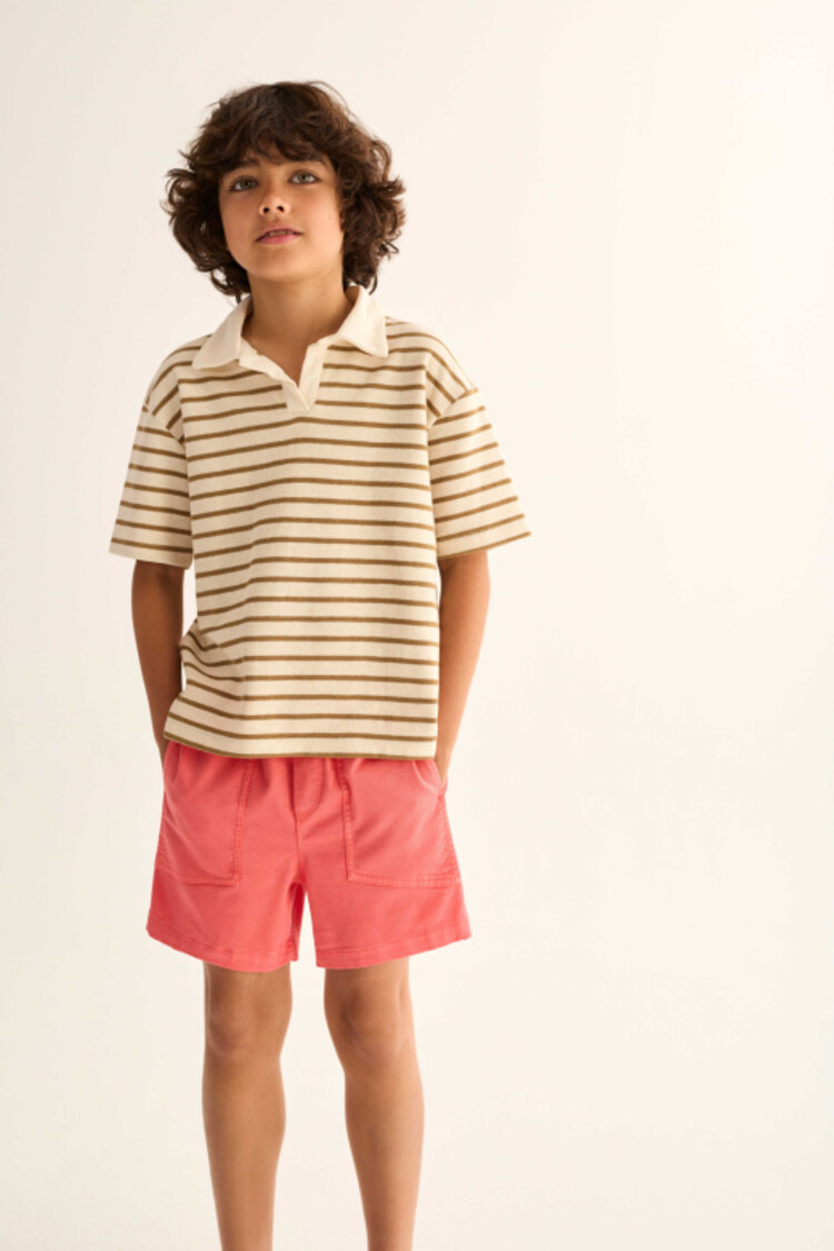 COZMO Drake Striped Polo T-shirt - Sand