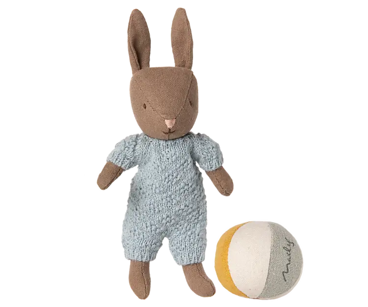 Maileg Rabbit Set, Micro - Brown - Blue