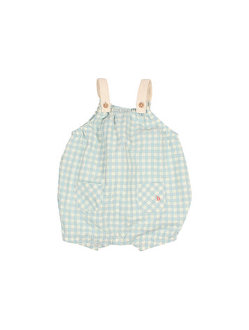 Buho Gingham Romper - Aqua