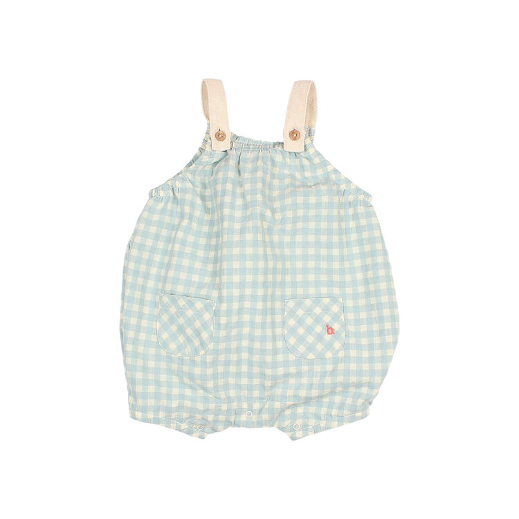 Buho Gingham Romper - Aqua