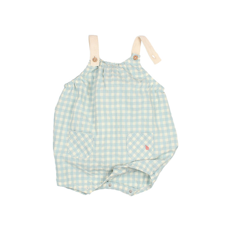 Buho Gingham Romper - Aqua