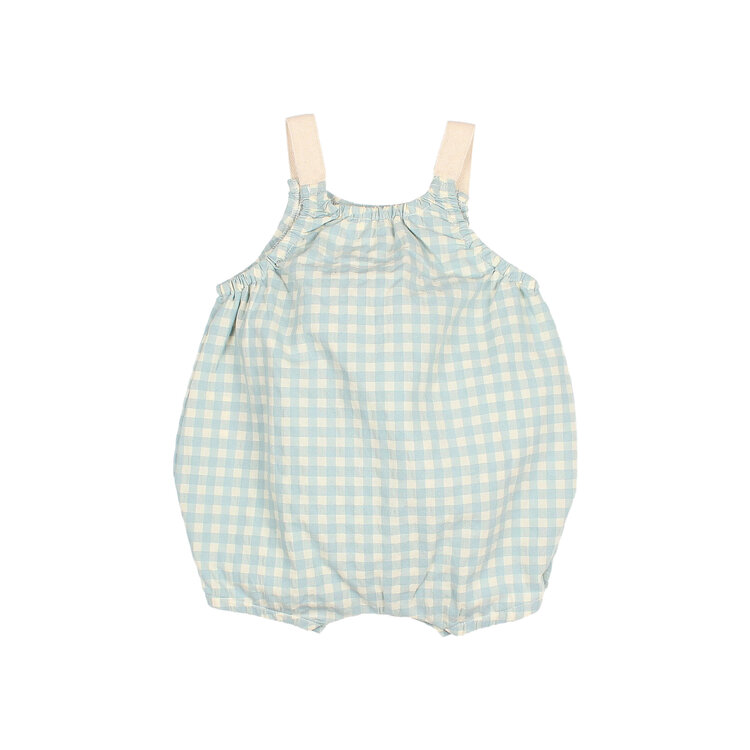 Buho Gingham Romper - Aqua