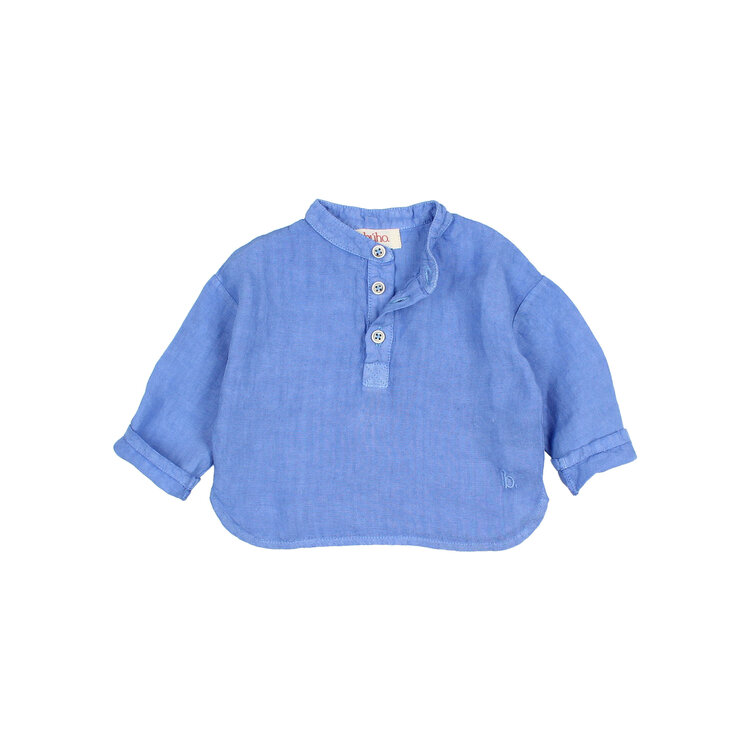 Buho Linen Kurta Shirt - Ocean Blue