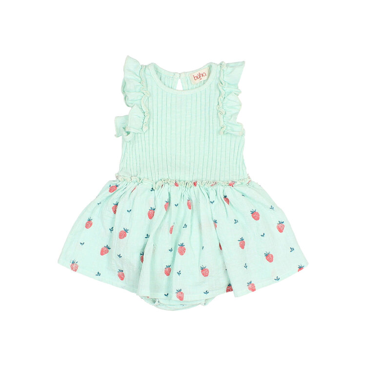 Buho Strawberry Combi Dress - Aqua