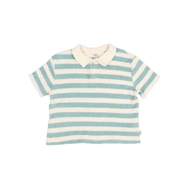 Buho Terry Stripes Polo - Green Moss