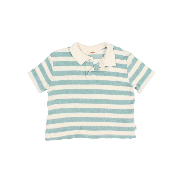 Buho Terry Stripes Polo - Green Moss