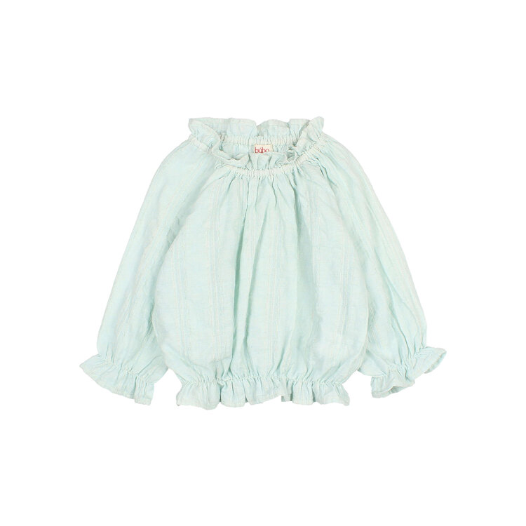 Buho Chic Lurex Blouse - Aqua