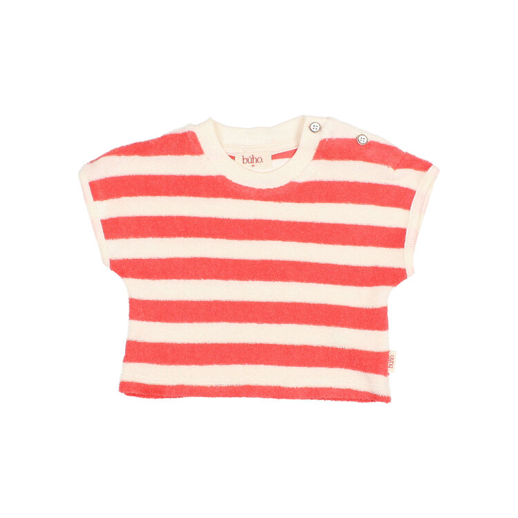 Buho Terry Stripes T-shirt - Coral