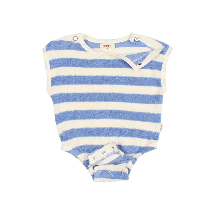 Buho Terry Stripes Romper - Bluette